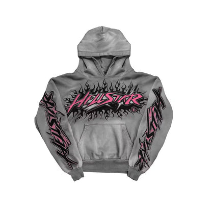 HELLSTAR (hoddie gray with pink)