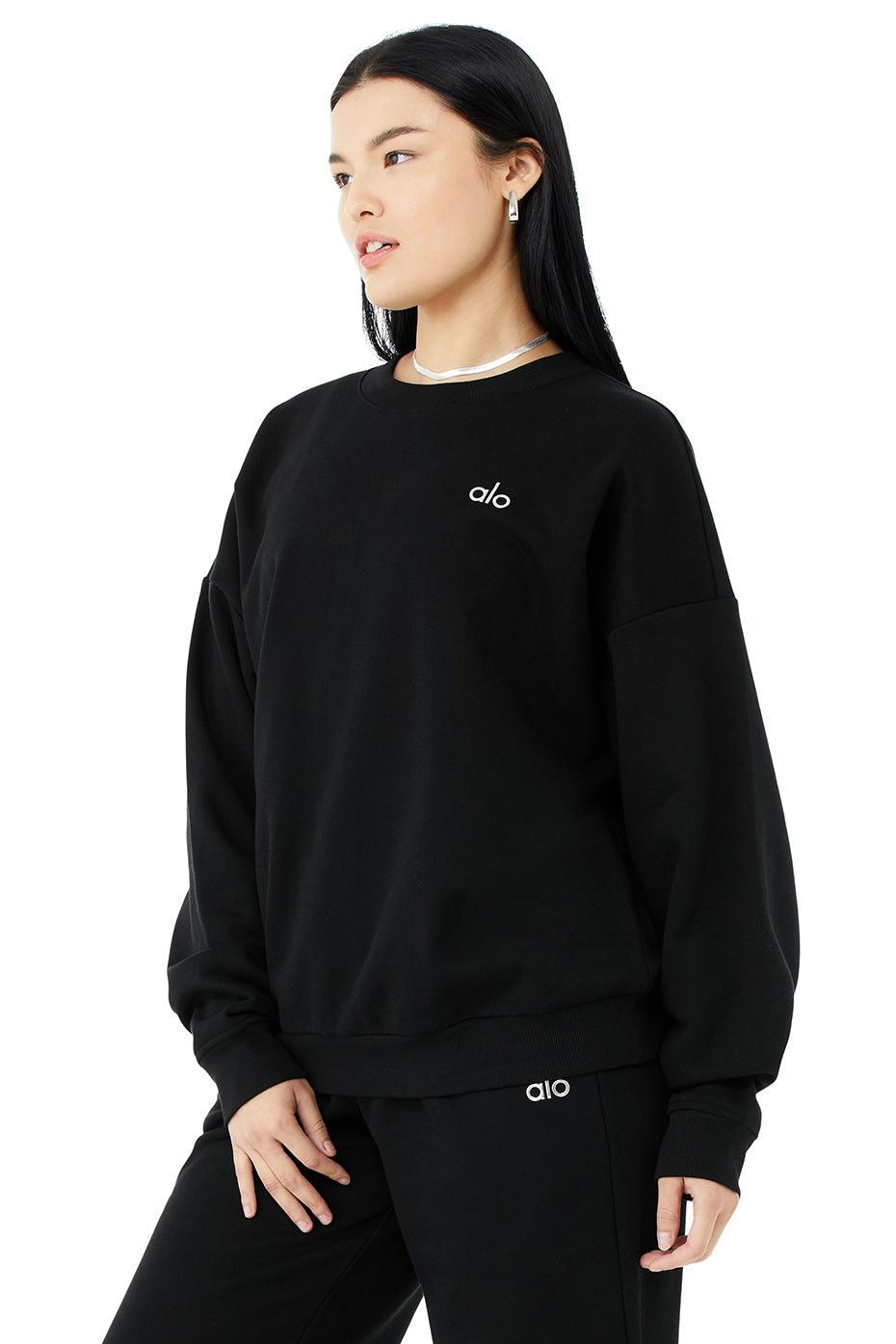 ALO CREWNECK SWEATER BLACK